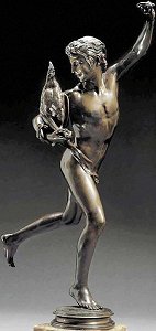 Falguire's Cockfight - bronze statuette - colour