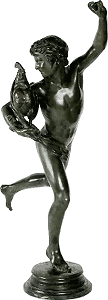 Falguire's Cockfight - bronze statuette - colour