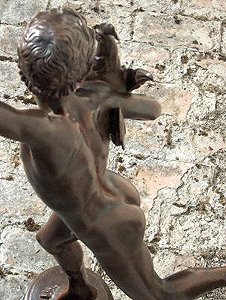Falguire's Cockfight - bronze statuette overhead back view