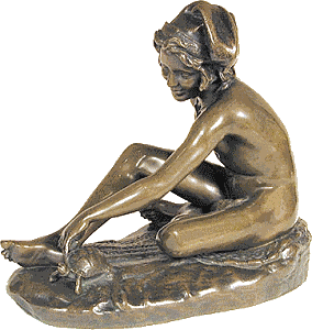 Rude's Fisherboy, another bronze statuette - left side