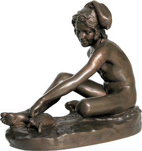 Rude's Fisherboy, yet yet another bronze statuette - left side